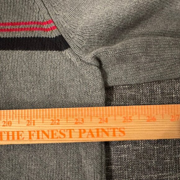 Eddie‎ Bauer Gray Quarter-Zip Sweater Men's TL Large Tall Red 100% Cotton - Picture 4 of 6